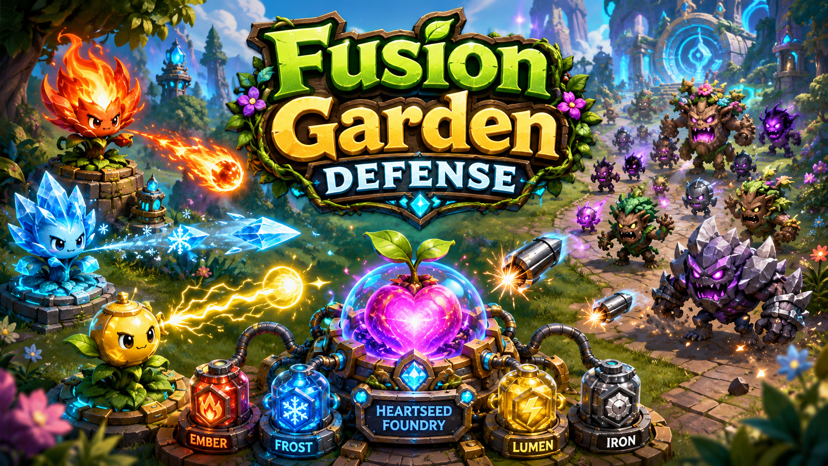 Fusion Garden Defense browser game cover